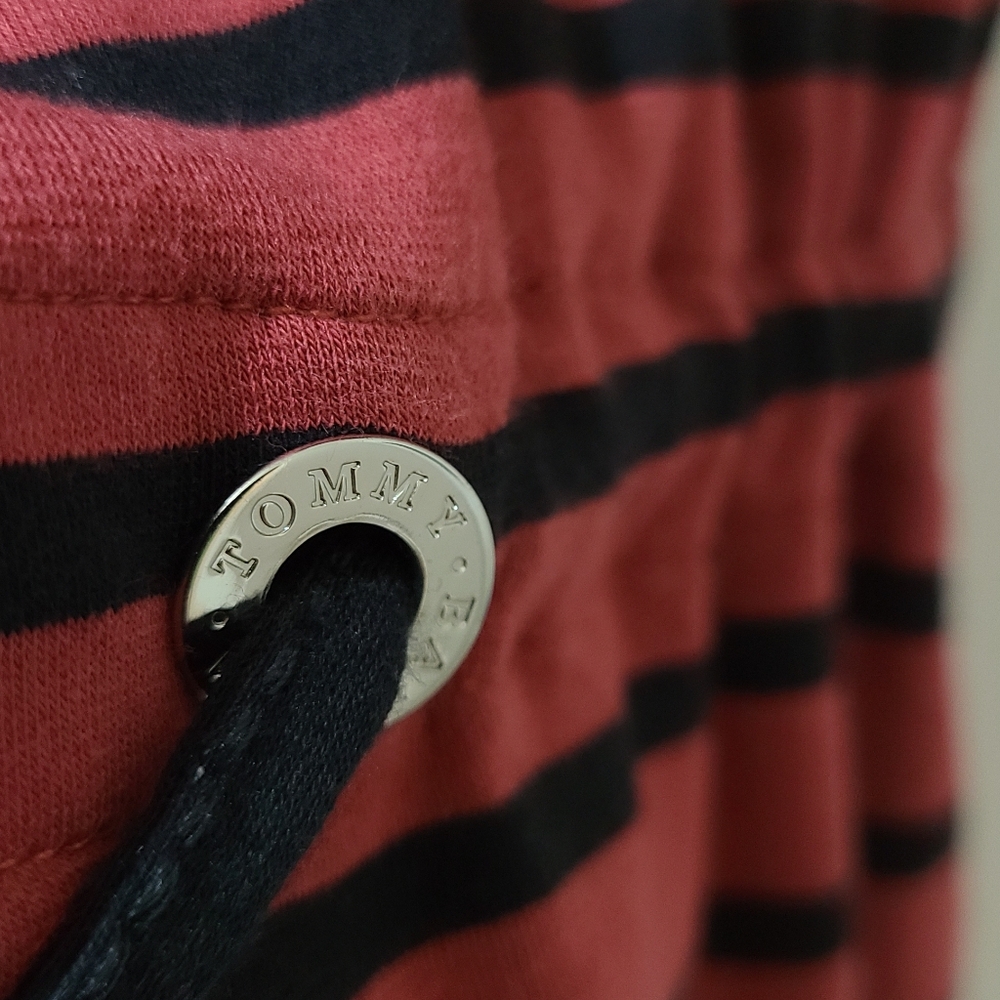 TOMMY BAHAMA Sombra Stripe Drawcord Waist Veranda Dress Red & Black XS-S - Picture 7 of 14